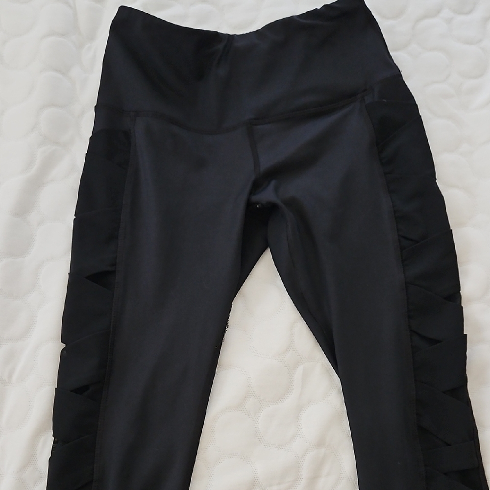 90 Degree By Reflex Black Kids Leggings with Ruffle Detail